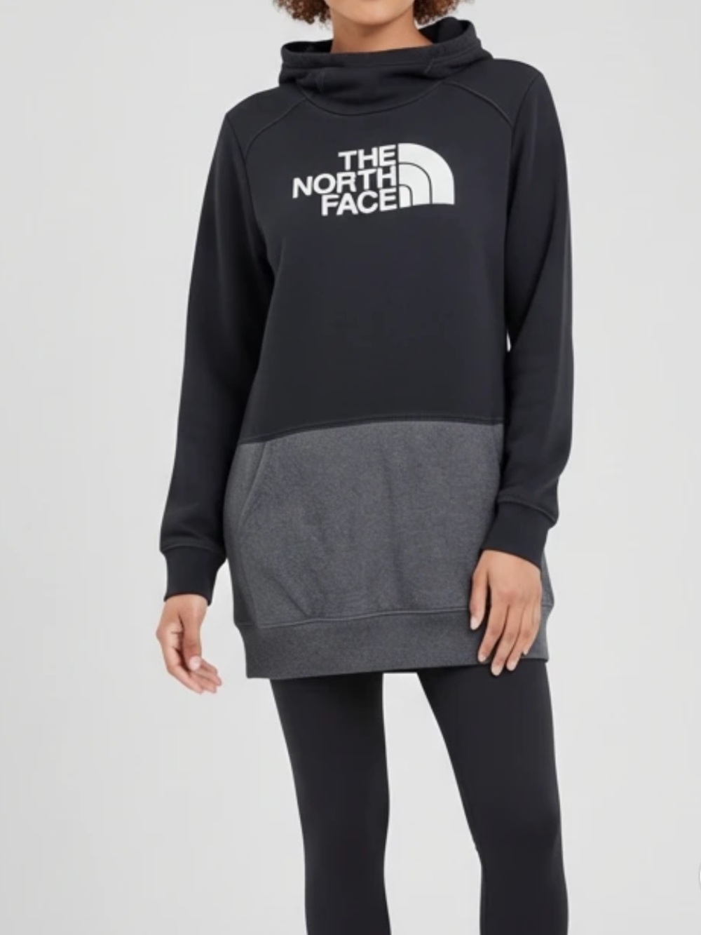 THE NORTH FACE Funnel Neck Colorblock Logo Long Sweatshirt Hoodie Tunic Small